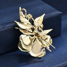 Troli Broška iz biserne rožice z biseri Zlata