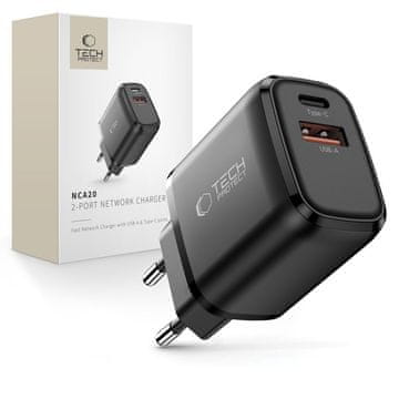 Tech-protect NCA20 omrežni polnilec 20W PD QC, črn
