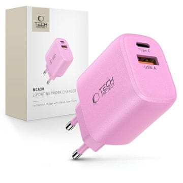 Tech-protect NCA30 omrežni polnilec 30W PD QC, roza