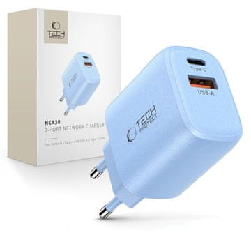 Tech-protect NCA30 omrežni polnilec 30W PD QC, moder