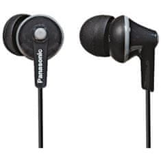 Panasonic RP-HJE125E-K, žične slušalke, v ušesa, 3 velikosti nastavkov, 3,5 mm priključek, 1,1 m kabel, črne barve
