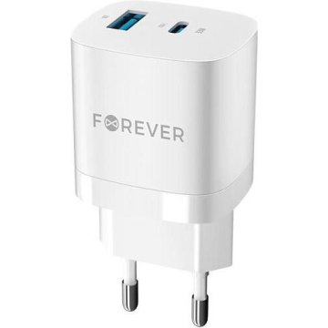 Forever Hitri polnilec TC-05 PD+USB GaN 33W bela