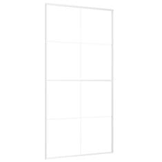 Vidaxl Drsna vrata ESG steklo in aluminij 102,5x205 cm bela