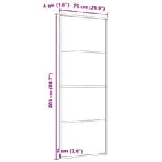 Vidaxl Drsna vrata mlečno ESG steklo in aluminij 76x205 cm črna