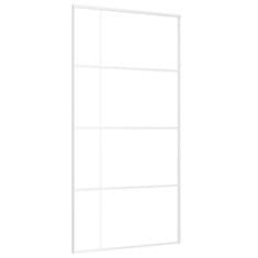 Vidaxl Drsna vrata ESG steklo in aluminij 102,5x205 cm bela