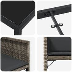 Vidaxl Komplet za jedilnico v vrtu 5 pcs Siva poli ratan