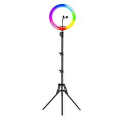 MG ZD666 RGB krožka LED svetloba + stojalo 2.1m, črna