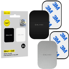 BLAVEC Metal Plate kovinska ploščica za magnetno držalo za mobitelni telefon 2ks, črna/srebro