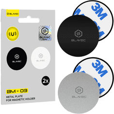 BLAVEC Metal Plate kovinska ploščica za magnetno držalo za mobitelni telefon 40mm 2ks, črna/srebro