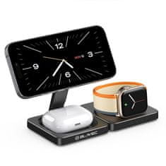 BLAVEC Charging Station MagSafe brezžični polnilnik za mobitel / AirPods / Apple Watch 15W, črna
