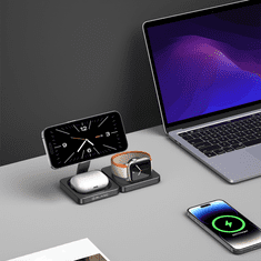 BLAVEC Charging Station MagSafe brezžični polnilnik za mobitel / AirPods / Apple Watch 15W, črna