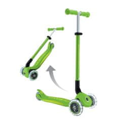 Globber Scooter Otroški tricikel Plus - Primo zložljiv Plus luči V2 Apple Green Svetleča kolesa