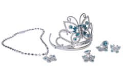 Lepotni set plastična krona, ogrlica, uhani, prstan 2 vrsti na kartici 20x28cm