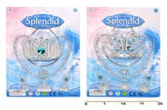 Lepotni set plastična krona, ogrlica, uhani, prstan 2 vrsti na kartici 20x28cm