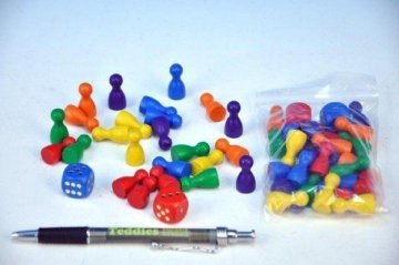 DETOA Figurice les 25mm 24 kosov 6 barv + 2 kocki namizna igra v vrečki 7x13cm