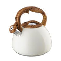 Eva Čajnik z ročajem v imitaciji lesa 3l / umazano bel / indukcija / inox, pvc