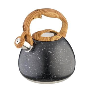 Eva Čajnik z ročajem v imitaciji lesa 3l / črn / indukcija / inox, pvc