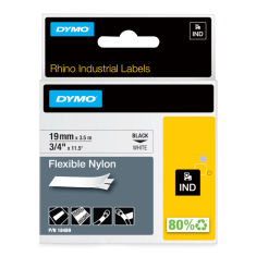 Dymo 18489 RHINO najlonski fleksibilen 19mm x 3.5m, črna na belo