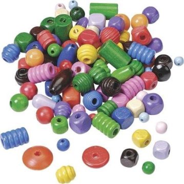 Mešanica lesenih kroglic 150g - različne oblike, barve in velikosti
