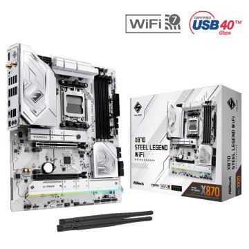 ASRock X870 Steel Legend osnovna plošča, WiFi, AM5, DDR5, RGB, gaming, ATX (90-MXBPJ0-A0UAYZ)
