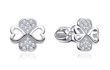 MOISS Očarljivi srebrni uhani Štiriperesna deteljica s cirkoni E0004479