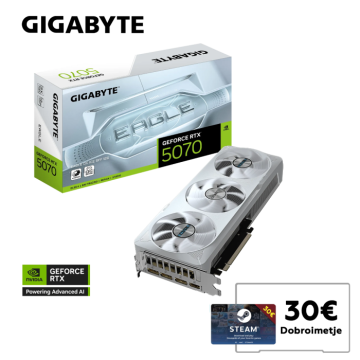Gigabyte Grafična kartica GeForce RTX 5070 EAGLE OC ICE SFF 12G, 12GB GDDR7, PCI-E 5.0