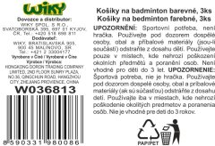 Košarice za badminton obarvane 3 kosi