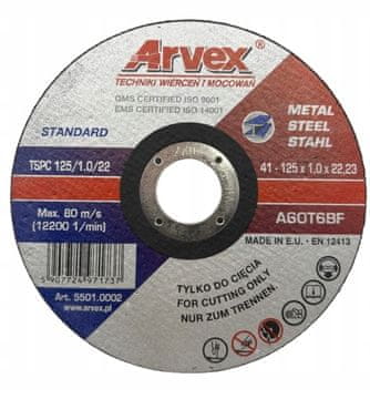 shumee ARVEX REZALNI DISK ZA KOVINO 125 X 1,0 X 22,2