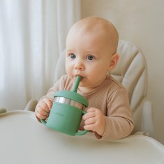 NEW BABY 2v1 silikonska skodelica zelena