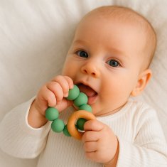 NEW BABY Otroško silikonsko grizalo z žogicami zeleno