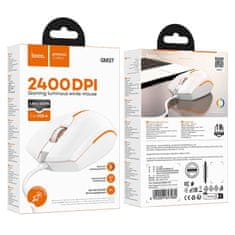 Hoco Žična igralna miška Hoco USB A 2400 dpi GM37 bela