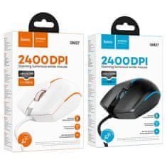 Hoco Žična igralna miška Hoco USB A 2400 dpi GM37 bela