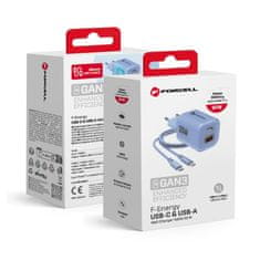 FORCELL Mrežni polnilnik za telefon Forcell F-Energy GaN III Crystal Color USB C + USB A QC4.0 PD 33W + kabel USB C na USB C VT-41 modra 0INT