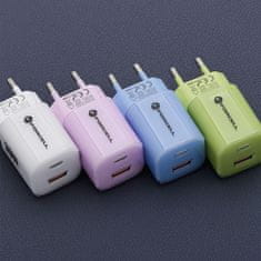 FORCELL Mrežni polnilnik za telefon Forcell F-Energy GaN III Crystal Color USB C + USB A QC4.0 PD 33W + kabel USB C na USB C VT-41 modra 0INT