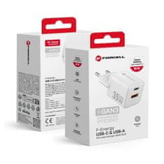 FORCELL Mrežni polnilnik za telefon Forcell F-Energy Mini GaN III USB C + USB A QC4.0 PD 35W VT-35C bela 0INT
