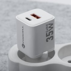 FORCELL Mrežni polnilnik za telefon Forcell F-Energy Mini GaN III USB C + USB A QC4.0 PD 35W VT-35C bela 0INT