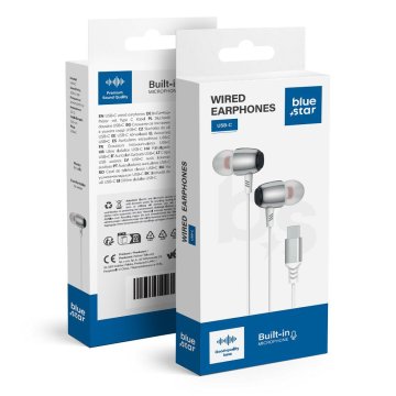 Blue Star USB C slušalke z mikrofonom (DAC) Blue Star M09C 1,2 m bele