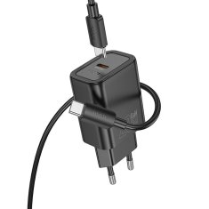 Hoco Mrežni polnilnik za telefon Hoco USB C QC PD 20W + kabel USB C na USB C N60 črn