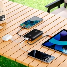 VEGER VEGER powerbank 20000 mAh z vgrajenimi kabli tipa C / Lightning PD QC3.0 35W K2 (W2068) črn