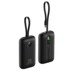 VEGER VEGER powerbank 10000 mAh z vgrajenimi kabli tipa C / Lightning PD QC3.0 35W K1 (W1188) črn