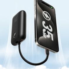 VEGER VEGER powerbank 10000 mAh z vgrajenimi kabli tipa C / Lightning PD QC3.0 35W K1 (W1188) črn