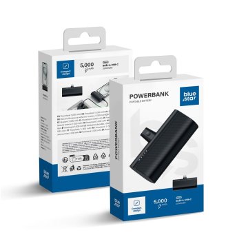 Blue Star Powerbank Blue Star 5000 mAh z vgrajenim priključkom USB C 2,1A W0556 črn