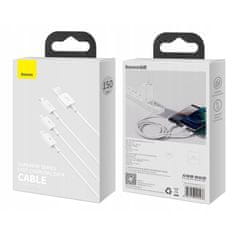BASEUS BASEUS kabel 3v1 USB A na Micro USB / Lightning / Tip C 3,5A CAMLTYS-02 1,5 m bel
