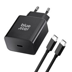 Blue Star Mrežni polnilnik za telefon Blue Star USB C QC4.0 PD 3A 25W + kabel USB C na USB C TFB-TC-25WPD črn