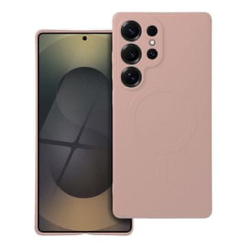 OEM SILIKONSKA MAG COVER torbica, združljiva z MagSafe za SAMSUNG S25 Ultra roza