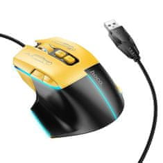 Hoco Žična igralna miška Hoco USB A 3600 dpi GM31 črno rumena