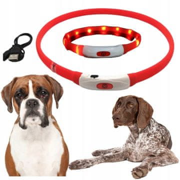 shumee LED ovratnica za pse, svetleča, polnjena preko USB-ja, največ 53 cm