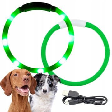 shumee LED ovratnica za pse, ki sveti v temi, polni se preko USB-ja, največ 50 cm, za rezanje