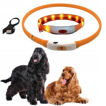 shumee LED ovratnica za pse, svetleča, polnjena preko USB-ja, največ 38 cm