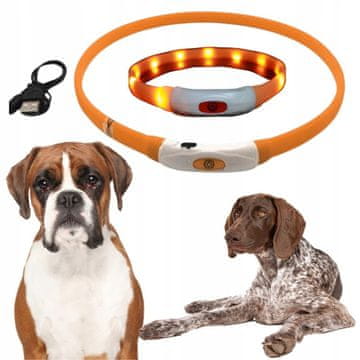 shumee LED pasja ovratnica, svetleča, USB polnjenje, max 53 cm